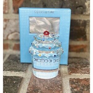 Simon & Designs Crystal Cut Jeweled Cupcake Paperweight Rhinestones With Box
